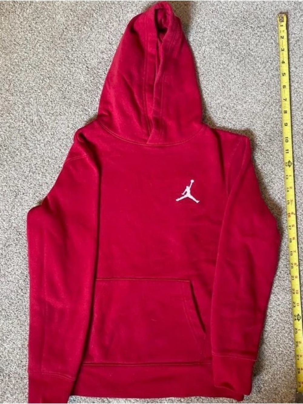 Jordan Red Kids Pullover Hoodie with White Jumpman